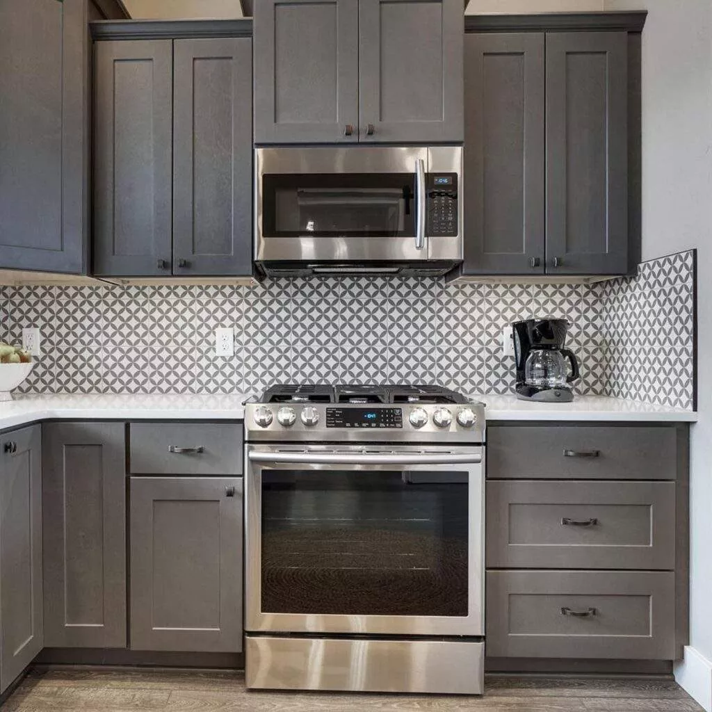 most popular kitchen gray cabinet with wolf oven
